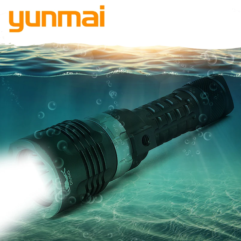 

D13 Professional Led Diving Flashlight Torch High Brightness Original Cree XM-L2 U3 Fishing Under Waterproof for Swimming YUNMAI