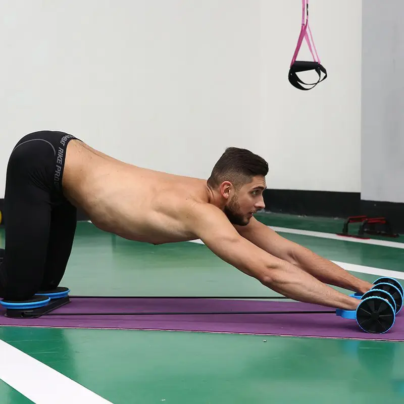 

2019 AB Wheels Roller Stretch Elastic Abdominal Resistance Pull Rope Tool AB Roller for Abdominal Muscle Trainer Exercise