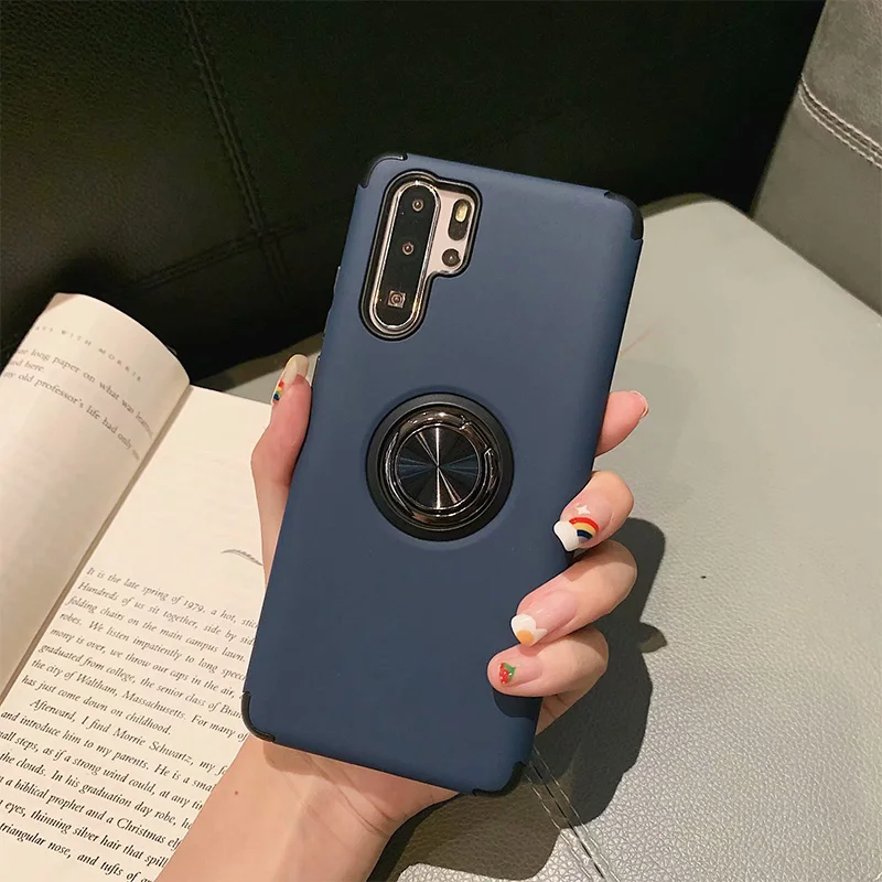 Для huawei P30 P30lite P30pro чехол Роскошный крутой аппаратный кольцо с подставкой ударопрочный PC+ PTU чехол для телефона - Цвет: dark blue