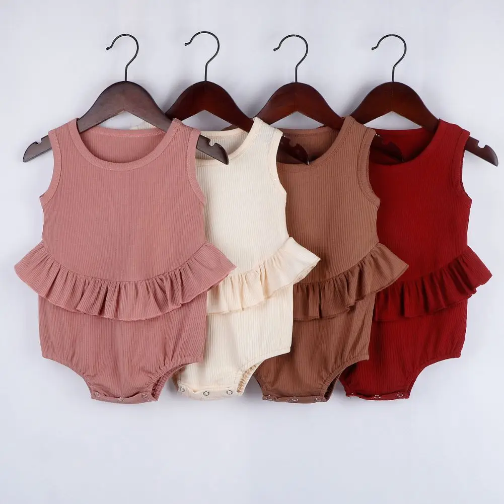

1Pc Summer Newborn Baby Girls Cotton Solid Color High Quality Triangle Rompers Sleeveless Jumpsuit New Clothes