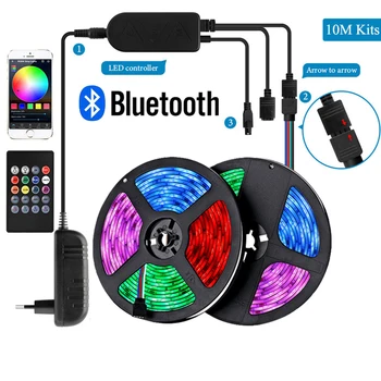 

RGB 5050 LED Lights Music Sync Color Changing Built-in Mic, App Controlled LED Strip Lights Rope Lights 10M Waterproof
