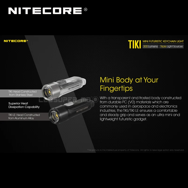 Мини футуристический NITECORE тики LE USB Перезаряжаемые брелок Светильник Встроенная