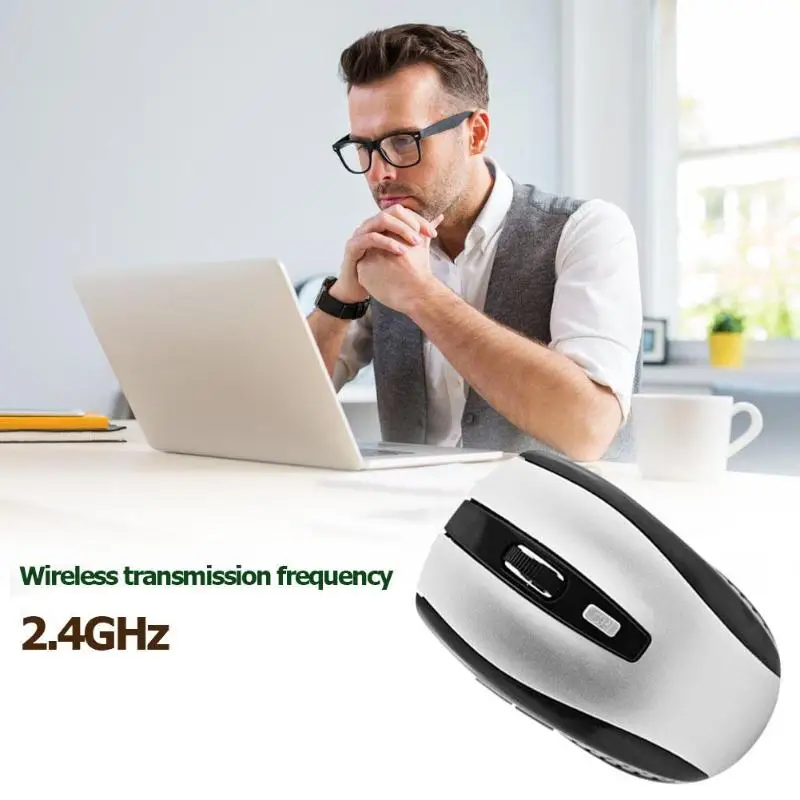 Беспроводной Мышь 6 кнопок 2 4 ГГц USB 1600 Точек на дюйм Оптическая мышь для ноутбука