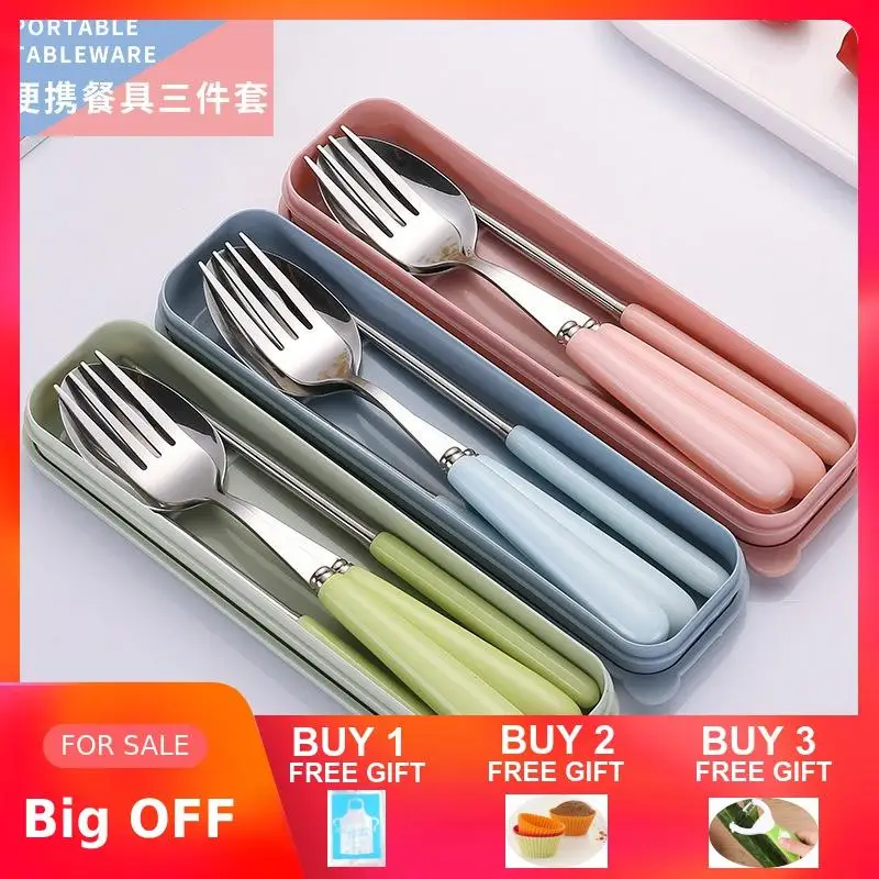 Новинка набор из 3 предметов детская посуда безопасная Детская портативная ложка