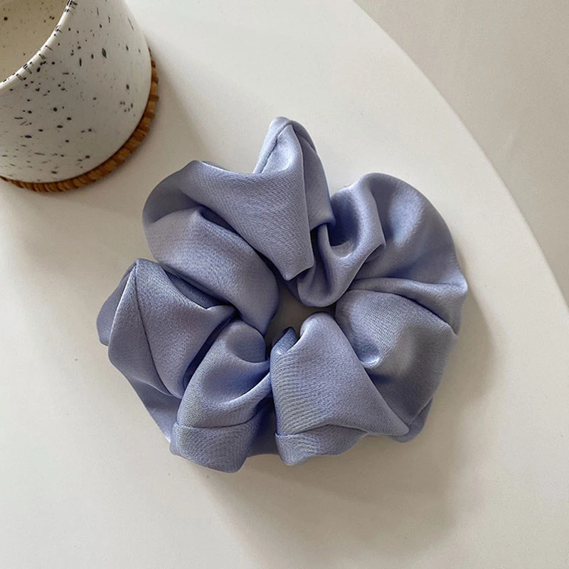 Women Silk Scrunchie Elastic Handmade Multicolor Hair Band Ponytail Holder Headband Hair Accessories 1PC Satin Silk Solid Color hair clip ins