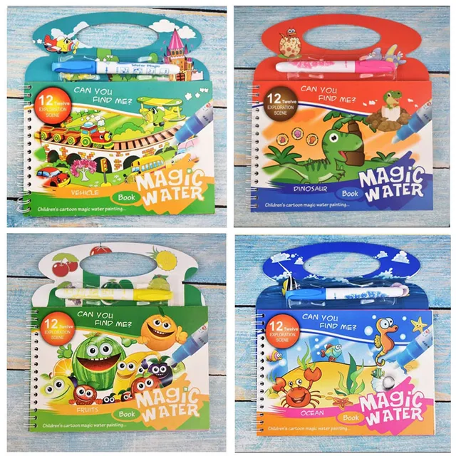 Montessori Coloring Book Doodle & Reusable Magic Pen Painting Drawing Board For Kids Baby Educational Birthday Toy Gifts 1