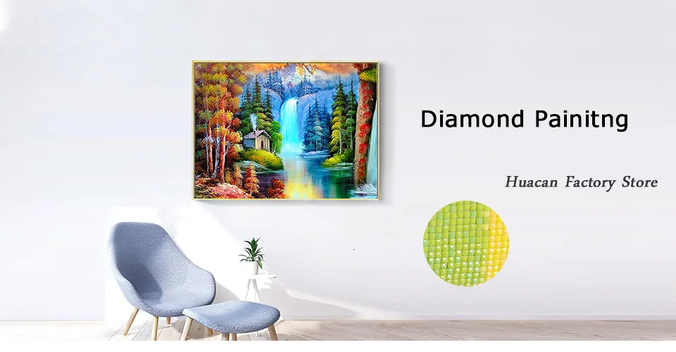 Huacan Scenic Diamond Painting Full Square New Arrival Diamond Mosaic Nature Diamond Embroidery Sale Home Decoration
