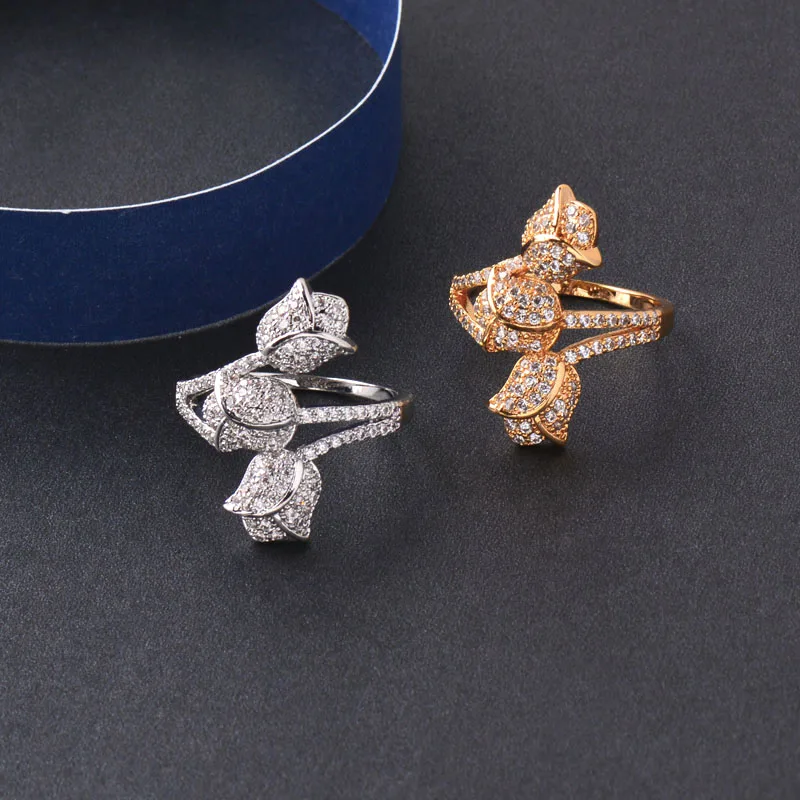 SINLEERY романтические женские кольца с тремя розами, желтое золото, серебро, полный кубический цирконий, свадебные кольца, ювелирные изделия JZ035 SSI