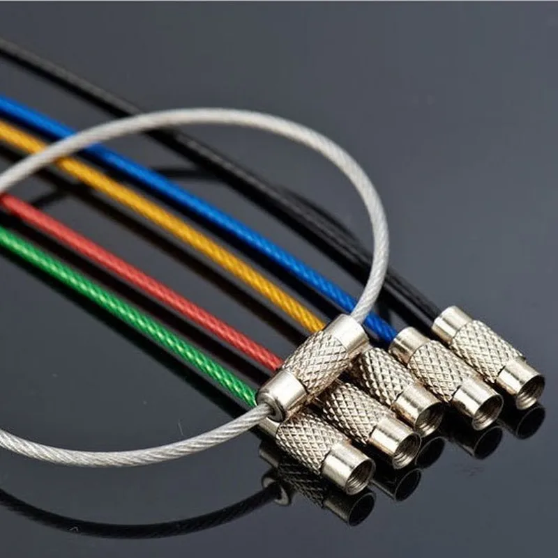 

2pcs Stainless Steel Metal Wire Ropes Carabiner Wire Ring Rainbow Color EDC Tool Hanging Buckle key chain