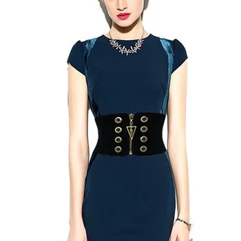 

Women Elastic Stretchy Wide Waistband Waspie Corset Waist Belt with Zipper