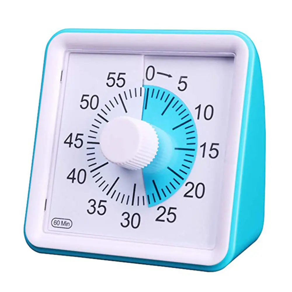 Orologio Silenzioso POLAME Timer analogico Blu Strumento di Gestione del Timer da Ufficio 60 Minuti per Adulti e Bambini Timer per Il Conto alla rovescia dello Studio 