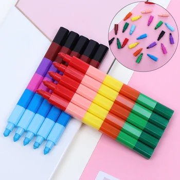 

1PC Creative Building Blocks Coloring Crayon Oil Painting Stick Pen Student Stationery Colored Drawing Pencils Prizes 12Color