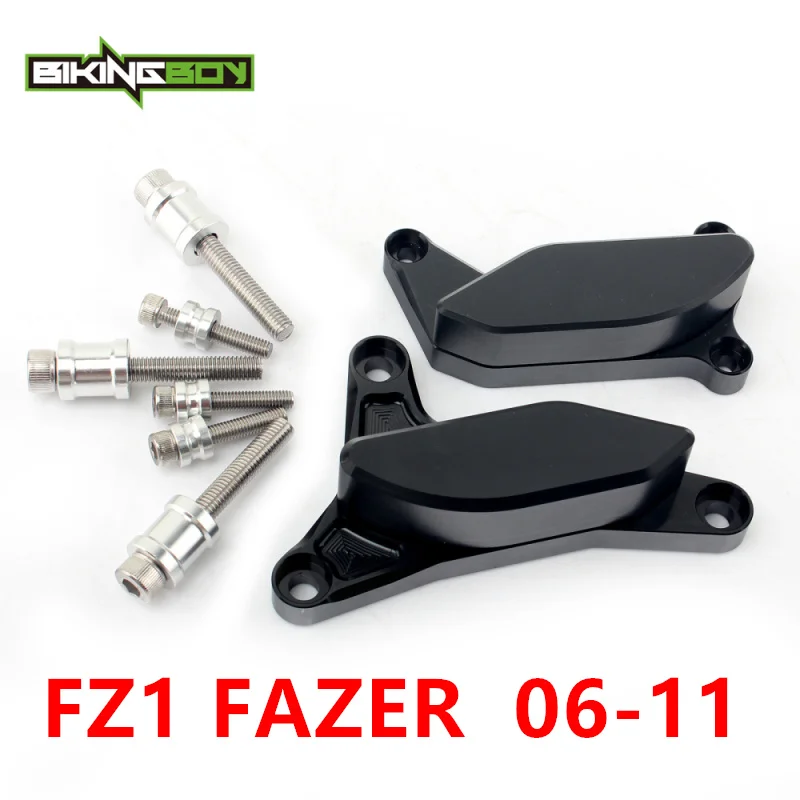 BIKINGBOY двигателя мотоцикла слайдер для Yamaha YZF R1 07 08 09, 10, 11, 12, 13, 14, FZ1 FAZER 06 07 08 09 10 11 гвардии протектор аварии Крышка колодки - Цвет: FZ1 06-11 Black