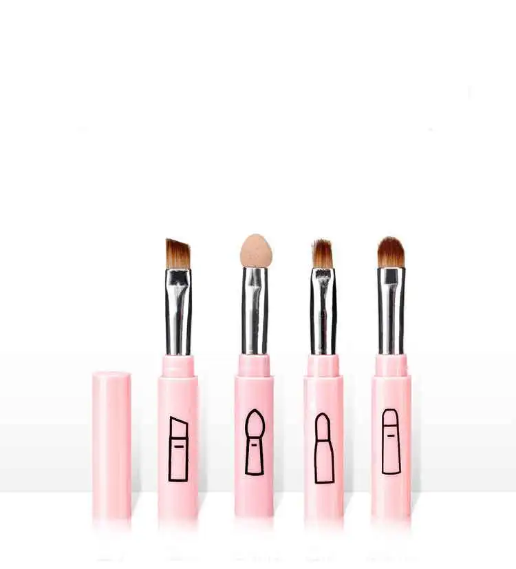 

4 p set fashion exquisite makeup brush eye shadow highlighter lip brush eyebrow brush set portable mini hybrid retractable brush