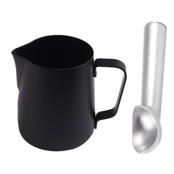 

2 Pcs Accessories:1 Pcs Ice Cream Scoop Non-Stick Kitchen Tool & 1 Pcs Stainless Steel Milk Jug Coffee Coating (350ML)
