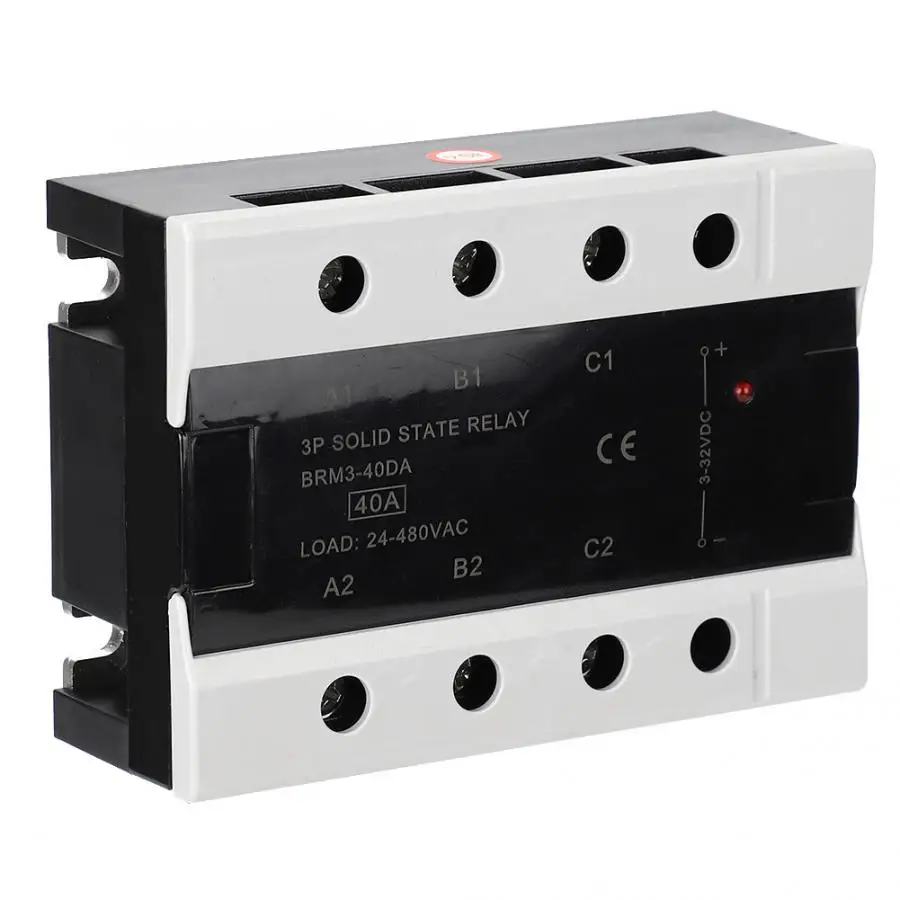 

Three Phase Solid State Relay 3 Phase Built-in Resistor Capacity Absorbing Circuit DC Control AC Solid State Relay AC24-480V