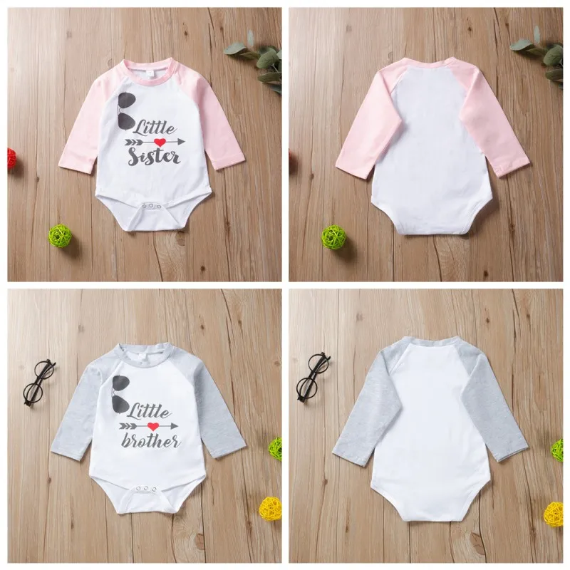 Newborn Baby Bodysuit Summer Clothes Boys Girls Jumpsuit Letter Long Sleeve Cotton Clothes Infant Outfits 0-18M for Kids Gifts