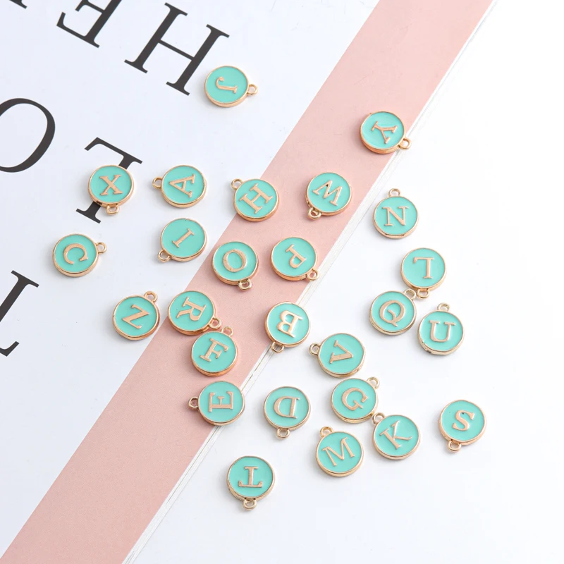 New 12*14mm A-Z Letter Charms Enamel Charms Alphabet Initial Letter Handmade Pendant For Diy Bracelet Jewelry Making Wholesale
