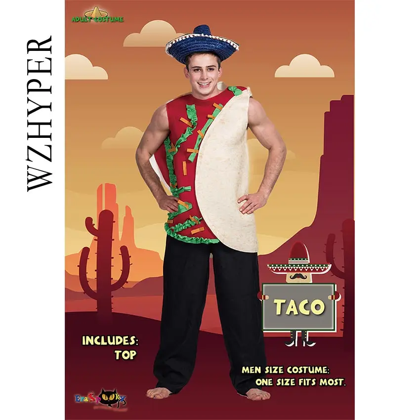 Burritos de Cosplay de Taco de comida mexicana, disfraz de fiesta de  Halloween, mono, ropa para adultos, niña, niño, trajes de fiesta de  Carnaval| | - AliExpress