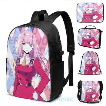 

Funny Graphic print Zero Two Darling in the FranXX USB Charge Backpack men School bags Women bag Travel laptop bag