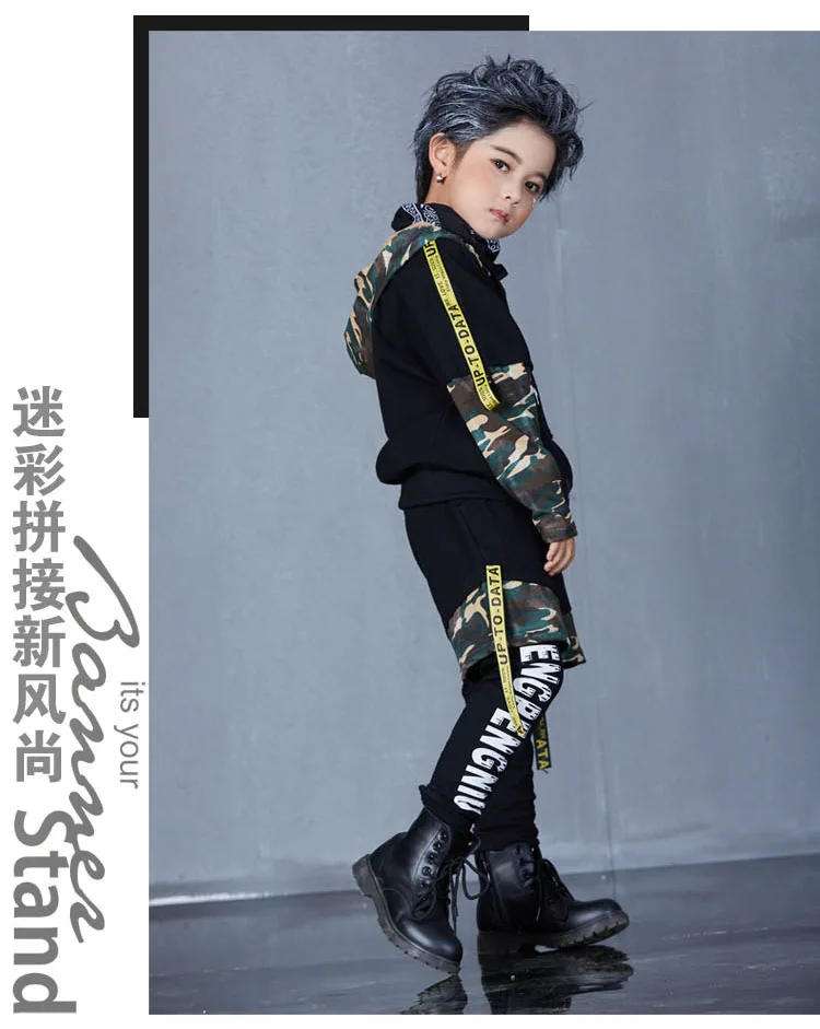 Brand set kids suit boys autumn outfit suits fashion hip hop 2 piece sets unisex black cotton parkour boy clothes letter print (20)