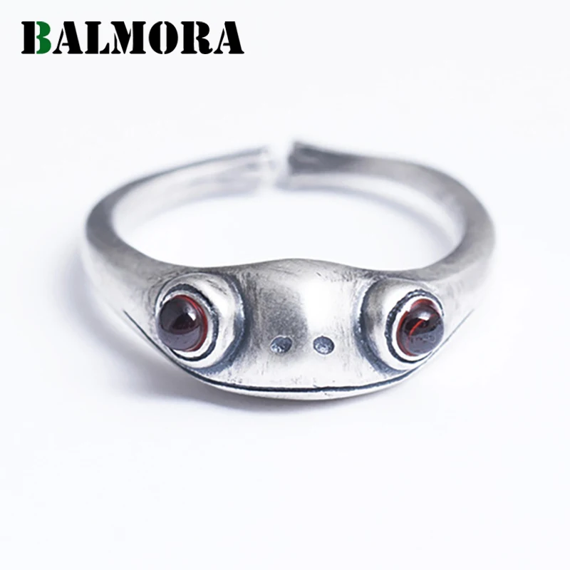 Tixiyu Silver Red Garnet Frog Rings Cute Animal Open Ring Daily Jewelry Adjustable for Women Vintage Cute Animal Finger Ring Stainless Silver Fashion Party Jewelry Gifts 