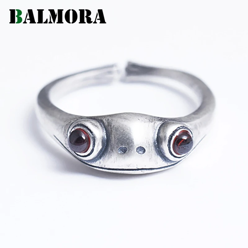 BALMORA 100% 990 чистое серебро Гранат лягушка животное кольца для женщин и девушек