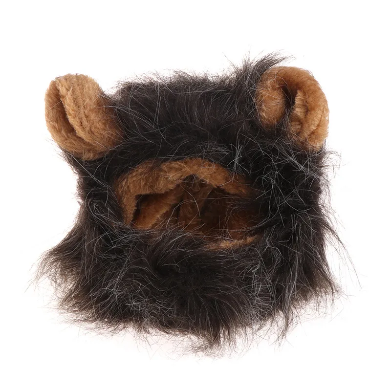 Smoky gray Костюм питомца Косплей кошка Львы грива парик Милая Кепка шляпа для собаки рождественское платье с ушками - Цвет: Smoky gray
