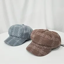 Новая Художественная и художественная клетчатая хлопковая восьмиугольная шляпа осень мужчины и женщины досуг ретро берет живописца шляпа