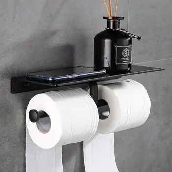 

Black Tissue Box Cover Aluminum Wall Mounted Toilet Paper Holder Car Tissue Box Bathroom Toilet Paper Roll Holder Tissue Box