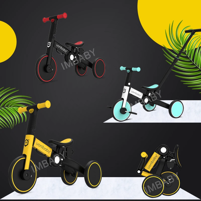 IMBABY Child Balance Bike Infant Tricycle Kick Scooter Newborn Bicycle Folding Stroller Toddler Trike Trolley Gift for 1-6Y Kids
