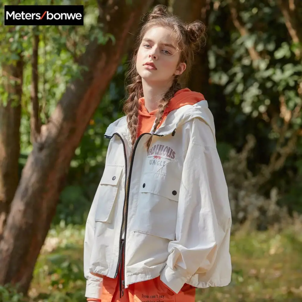 

Metersbonwe 2020 New Spring Fashion Hooded Jackets Female Tooling Jackets Casual Lady Coat lovely Handsome Loose Outwear