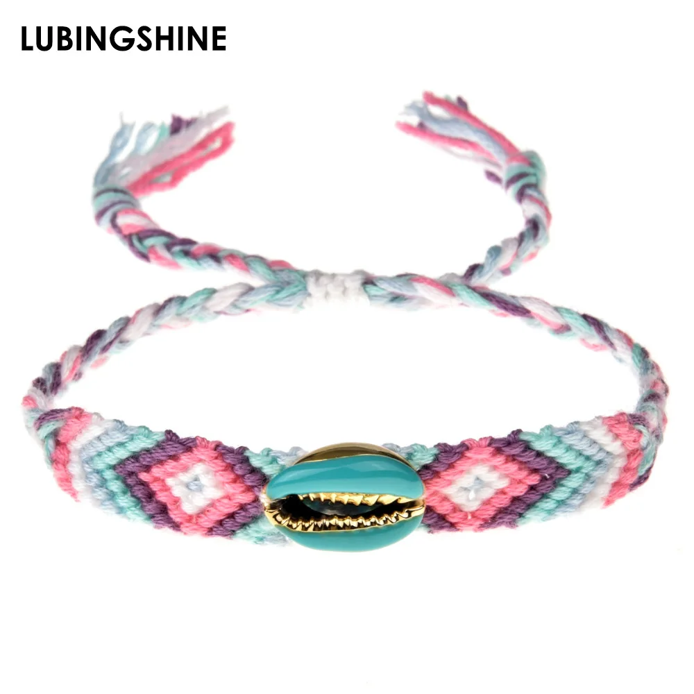

Bohemian Handmade Braid Shell Charms Bracelet Adjustable Rope Chain Bracelet Anklet for Women Girl Ethnic Cuff Wristband Jewelry