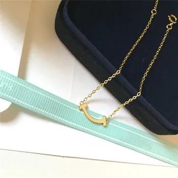 

Sterling Silver 925 Bracelet Yellow gold smile clavicle chain popular accessories Luxury brands Jewelry Logo Woman Holiday gift