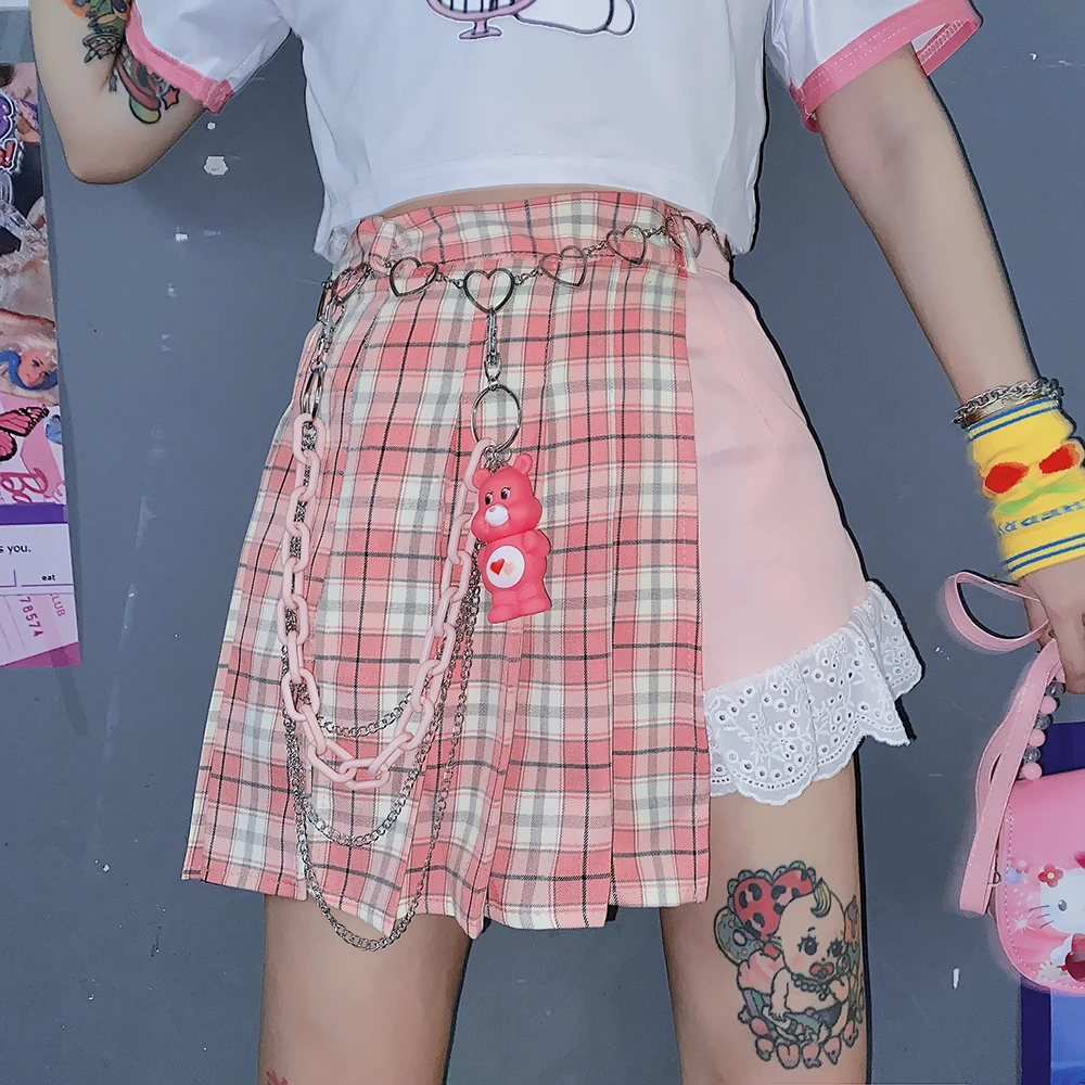 2 Цвета Новый мини юбка пачка для женщин Harajuku Kawaii кружево со вставками в