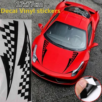 

Black Car Sticker Vinyl Graphics Checkered Flags Stripes Sports Banner