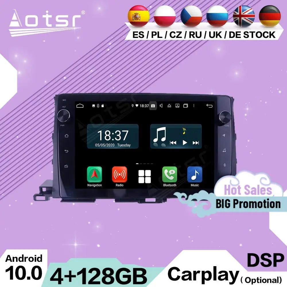 

128G Carplay Мультимедиа Стерео Android 10 для Toyota Highlander 2015 2016 2017 2018 GPS-навигация автомобильный радиоприемник головное устройство