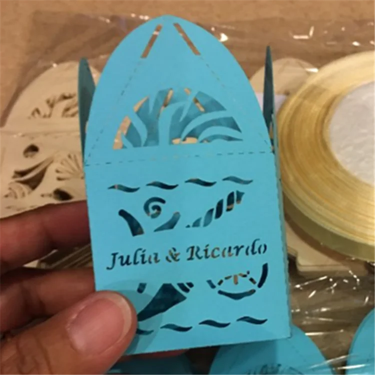 Морская тема Mery уникальная лазерная резка оболочки и гиппокамп baby shower День рождения подарочные коробки
