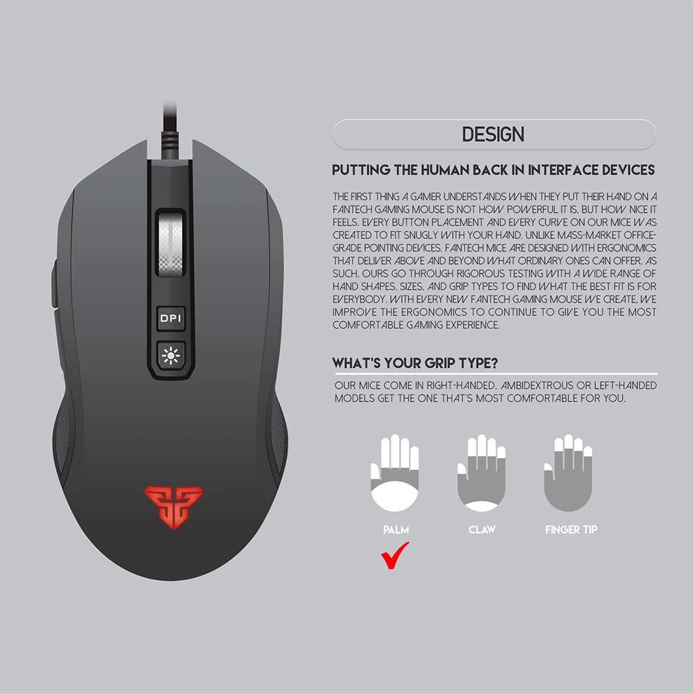  Fantech X5s Wired Gaming Mouse 4800DPI USB Optical Computer Mouse Ergonomic 6D LED Gaming Mouse For