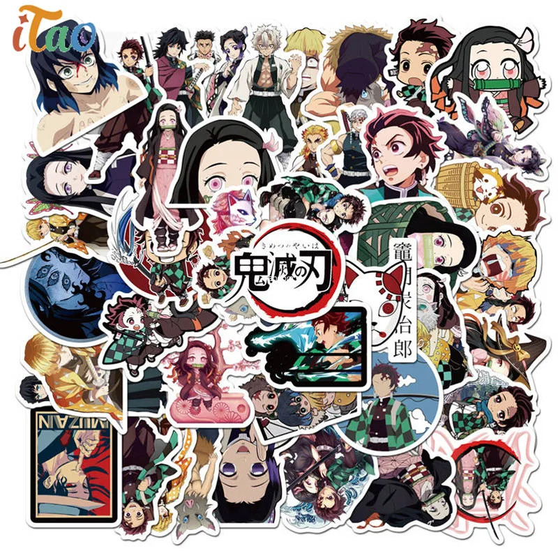 50 шт. Demon Slayer Kimetsu No Yaiba стикер ПВХ водонепроницаемый аниме скейтборд сделай сам