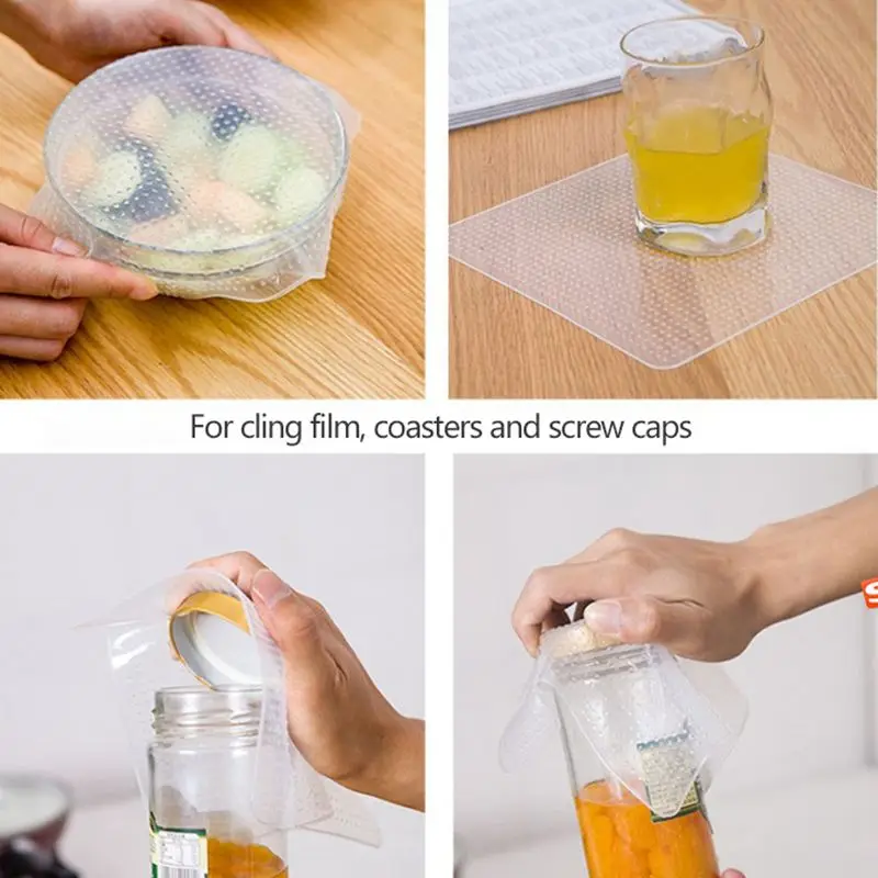 Silicone Storage Covers, 4 Pack of Various Sizes Silicone Stretch Lids for Bowl, Can, Jar and so on