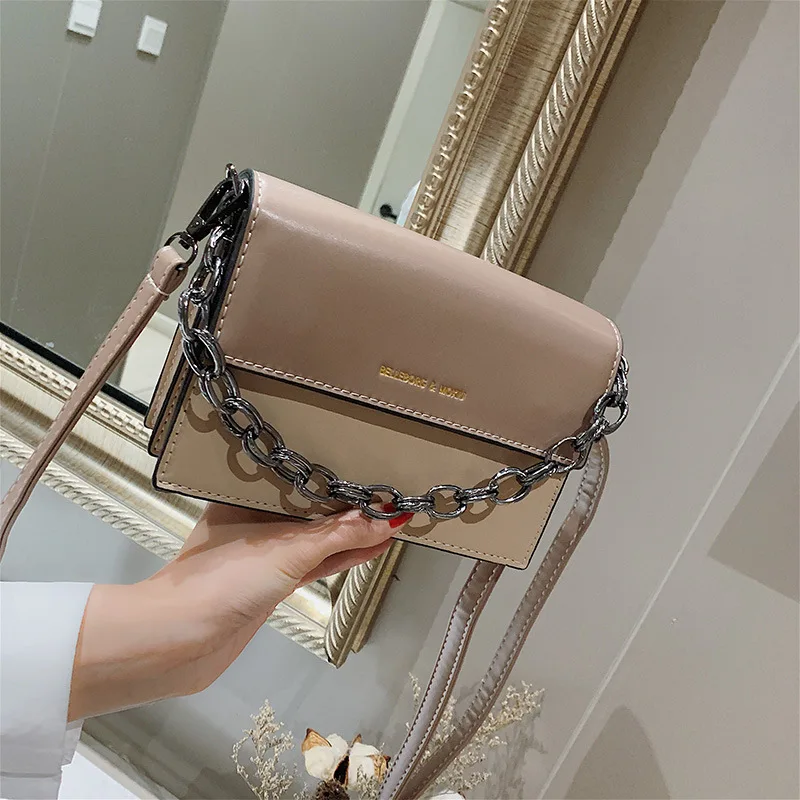 

Textured Bag WOMEN'S Bag 2019 New Style Retro Hong Kong Style Square Sling Bag INS Super Fire Solid Color Simple Crossbody Bag