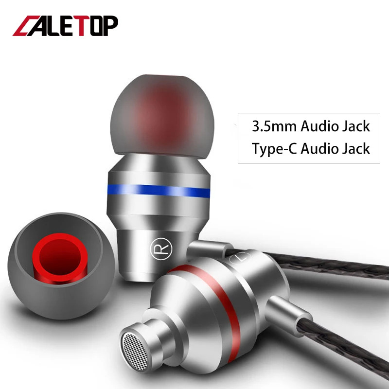 CALETOP 3 5 мм Тип C наушники с динамическим приводом HiFi USB-C в ухо бас металлическая