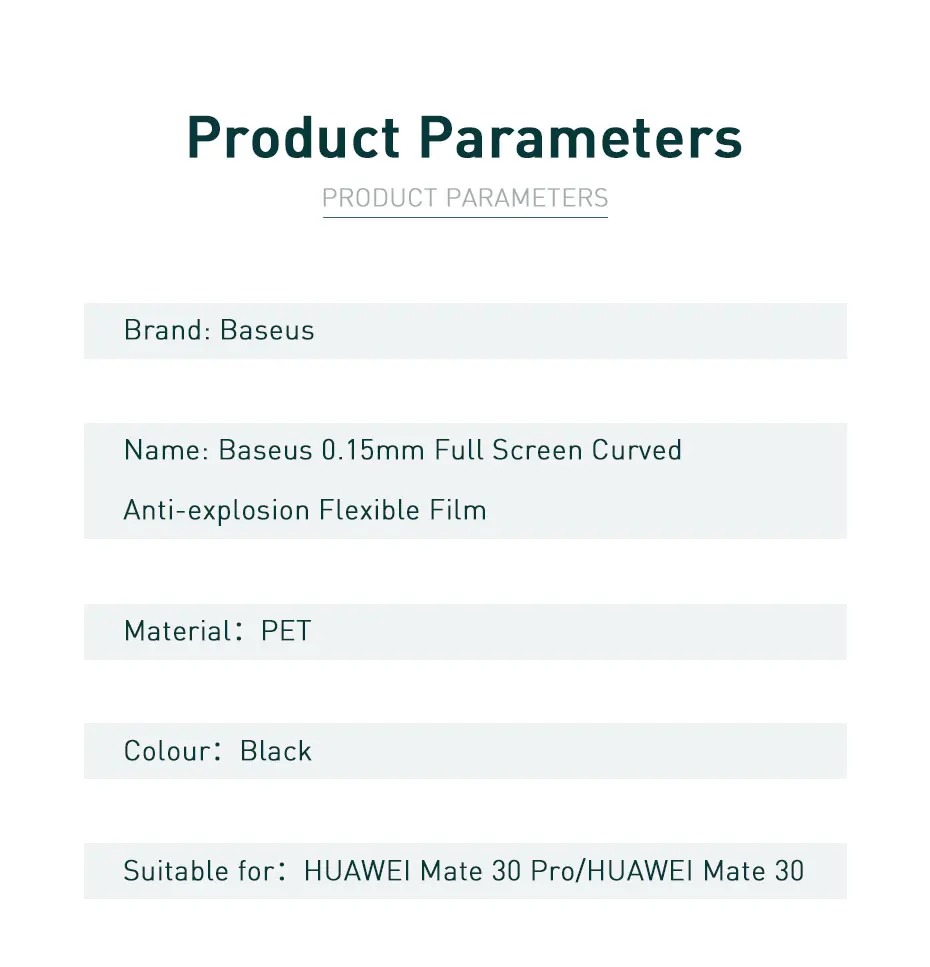 Baseus Curved Soft Glass 0.15mm Screen Protector Film Full-Screen Anti-Explosion Glass For Mate30 Mate 30 Pro Flexible Film