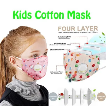 

Children Kids Washable Anti Dust Maske Cartoon Printed Facemask Filter Valve Respirator Breathable Cotton Masque Reusable маска