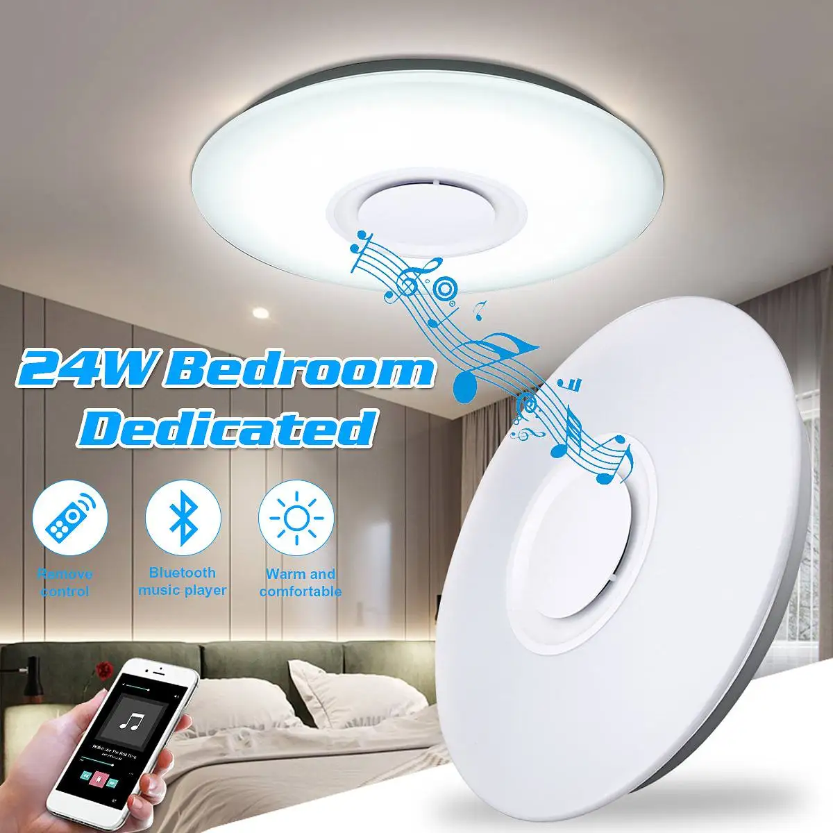 Современный музыкальный светодиодный потолочный светильник 220V 24W с регулируемой яркостью RGB bluetooth Smart APP с дистанционным управлением, люстра для спальни, гостиной, лампы