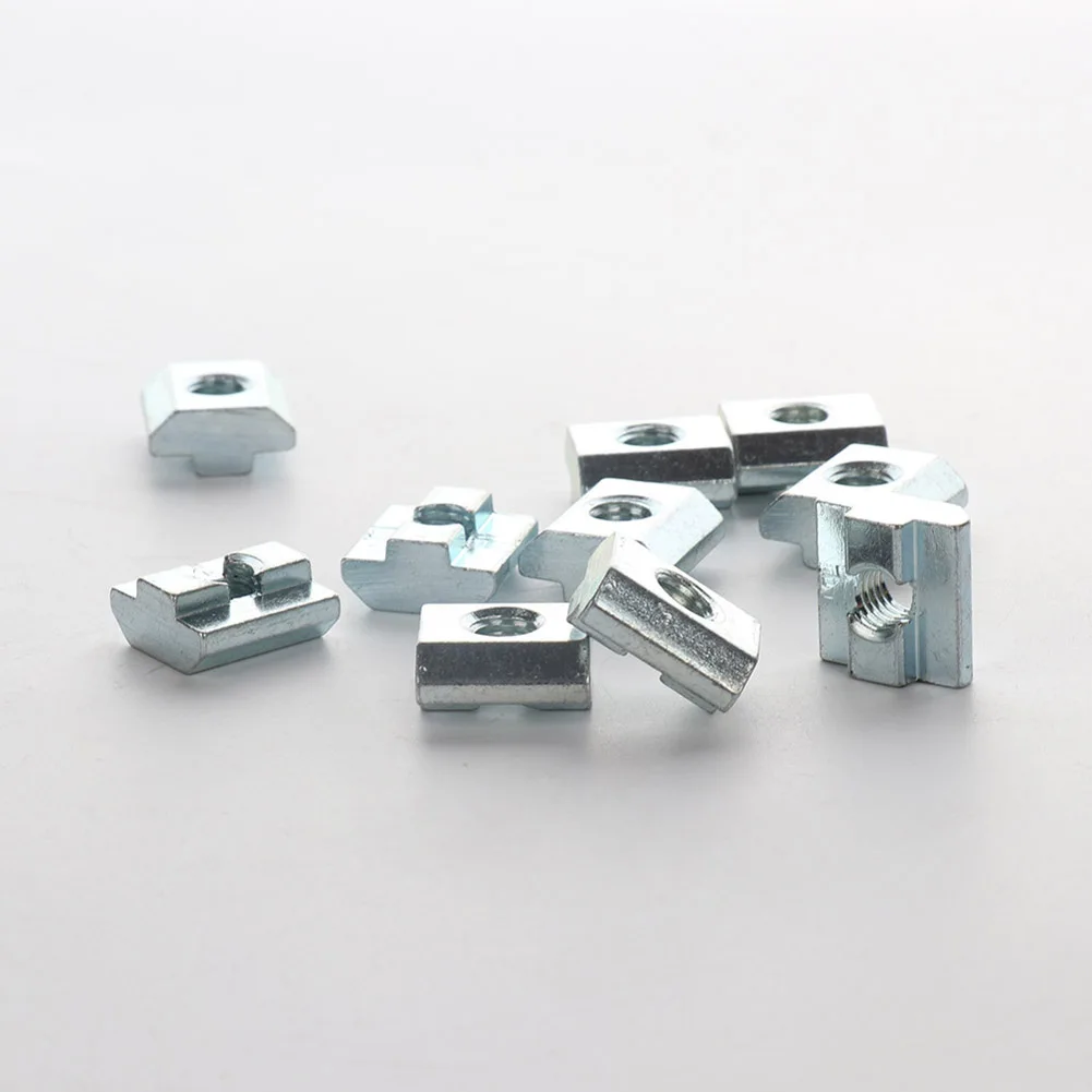 10pcs T Sliding Hammer Nut block Square nuts M6 Nut 4040 Aluminum Profile slot 6 Zinc Coated Plate Aluminum Accessories
