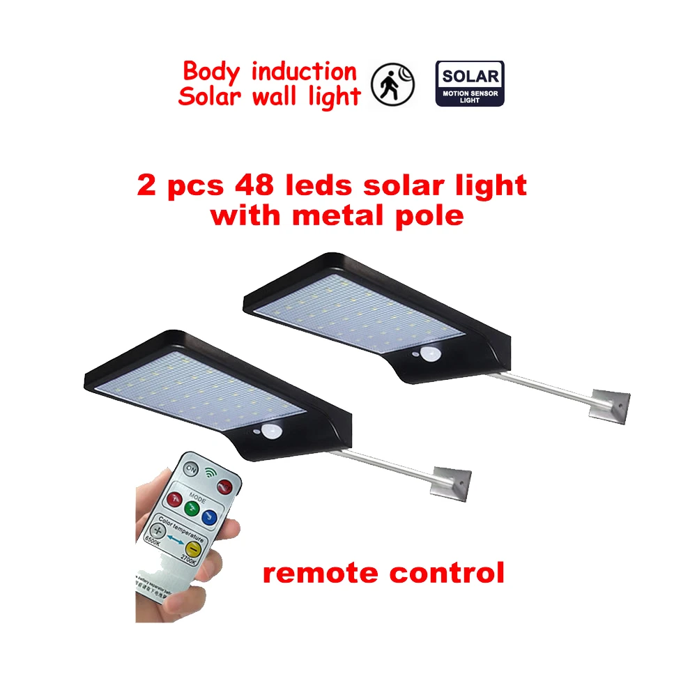 

2/4pcs Outdoor Solar Lights 48 Leds Motion Sensor Commercial led Wall Light Lamp For Pathway Home Walk Way Garden Waterproof sec