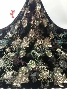 

African Lace Fabric 2020 High Quality Lace African Velvet Lace Nigerican Lace Fabrics Tulle Sequins Lace Evening Dresses DPA8