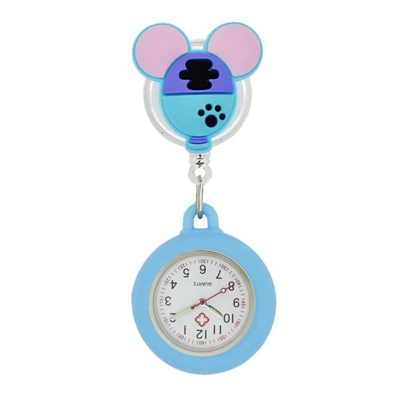 Cartoon Dolls Nurse Doctor Retractable Silicone Pocket Watches for Hospital Medical Women Mens Badge Reel Gift pocket watch 10pcs/lot